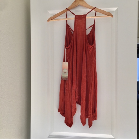 Lace Up Racerback Tank, Rust Orange - Picture 5 of 7